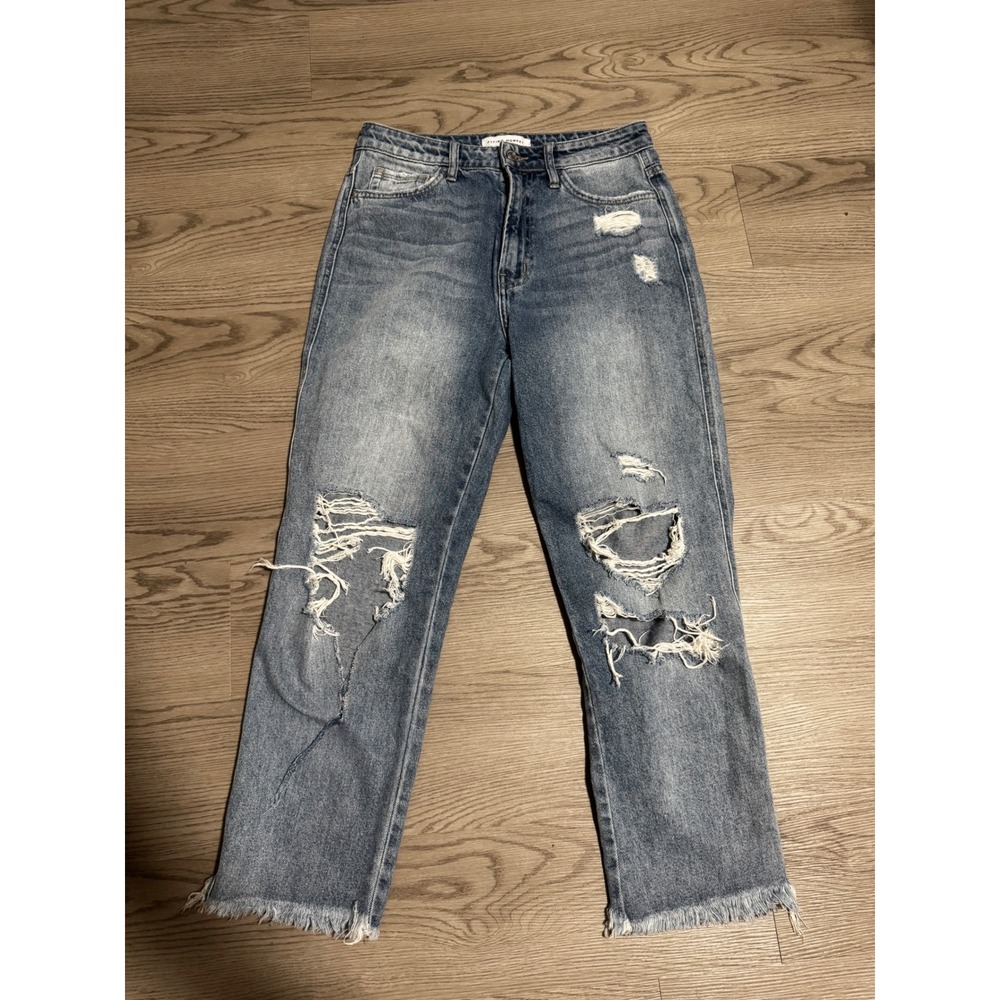 J1 Flying Monkey Distressed Cropped Ankle Jeans - Light Blue Denim